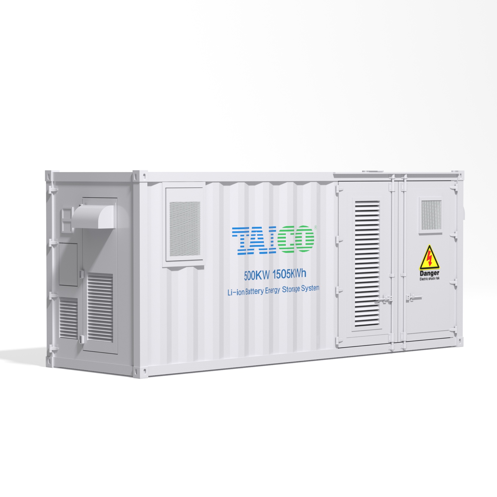 TAICO TKS E-Cube A1500 containerized ESS front-left perspective