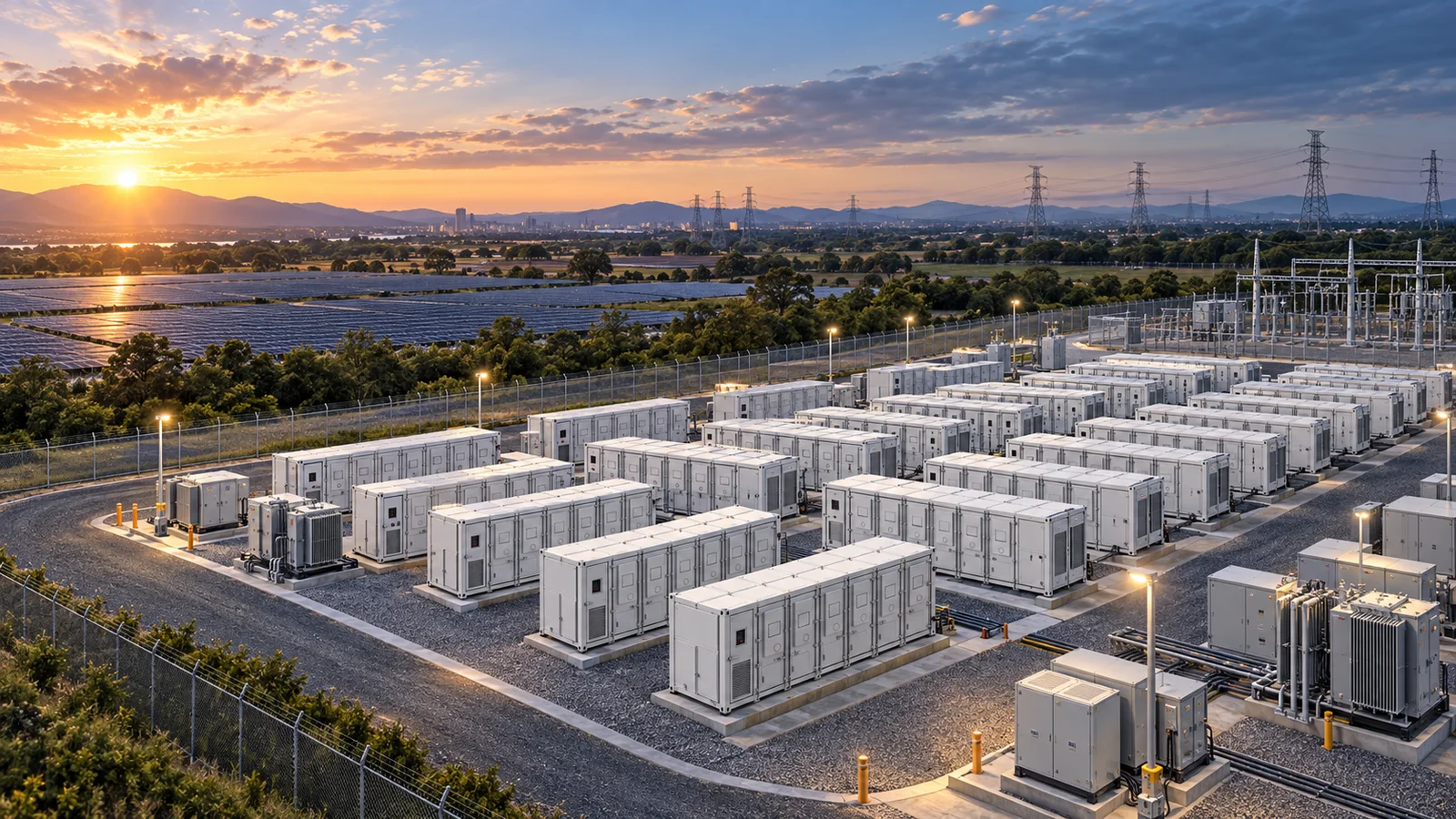 Illustrative aerial view of a utility-scale TKS E-Cube A2570 deployment