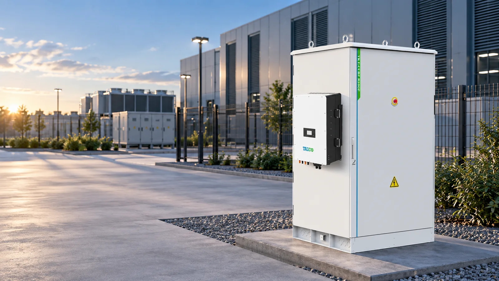 TKS E-Cube R200P-241 outdoor cabinet in a commercial energy facility
